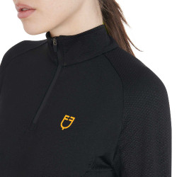Damen-Funktionsshirt mit langen Ärmeln und enger Passform Equestro Schwarz / Gelb