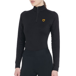 Damen-Funktionsshirt mit langen Ärmeln und enger Passform Equestro Schwarz / Gelb