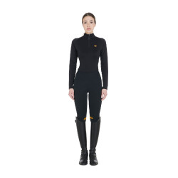 Damen-Funktionsshirt mit langen Ärmeln und enger Passform Equestro Schwarz / Gelb