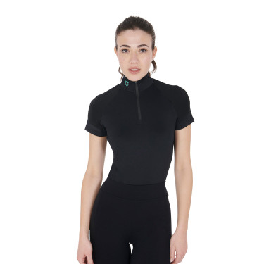 Eng anliegende Damen-Baselayer mit kurzen Ärmeln aus technischem Gewebe Equestro Eng anliegende Damen-Baselayer mit kurzen Ärmeln aus technischem Gewebe Equestro