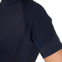 Eng anliegende Damen-Baselayer mit kurzen Ärmeln aus technischem Gewebe Equestro Marine Blazer / Weiß Marineblau