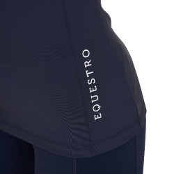 Eng anliegende Damen-Baselayer mit kurzen Ärmeln aus technischem Gewebe Equestro Marine Blazer / Weiß Marineblau