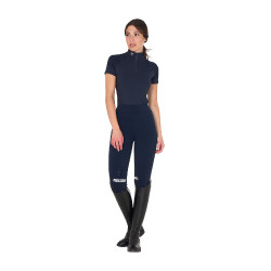 Eng anliegende Damen-Baselayer mit kurzen Ärmeln aus technischem Gewebe Equestro Marine Blazer / Weiß Marineblau