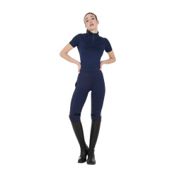 Eng anliegende Damen-Baselayer mit kurzen Ärmeln aus technischem Gewebe Equestro Marineblazer / Schwarz Marineblau