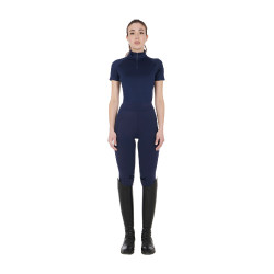 Eng anliegende Damen-Baselayer mit kurzen Ärmeln aus technischem Gewebe Equestro Marineblazer / Schwarz Marineblau