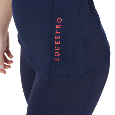 Eng anliegende Damen-Baselayer mit kurzen Ärmeln aus technischem Gewebe Equestro Marine / Rot Blau Eng anliegende Damen-Baselayer mit kurzen Ärmeln aus technischem Gewebe Equestro Marine / Rot Blau
