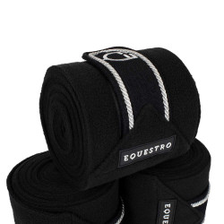 Bandas de polo para pony con logo bordado Diamond en juego de 4 Equestro Schwarz