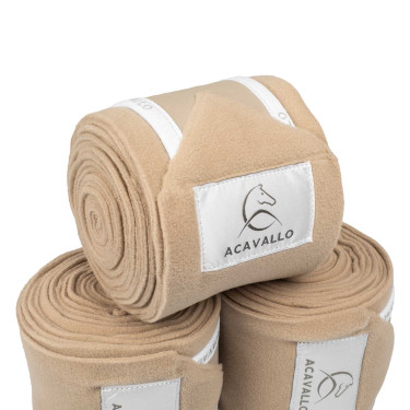 Polobanden aus Antipilling-Fleece mit Klettverschluss Acavallo, 4er-Set Sand / Weiß Beige