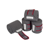 Polobanden Klettverschluss Trim 4er-Set Equestro Grau / Rot