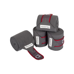 Polobanden Klettverschluss Trim 4er-Set Equestro Grau / Rot