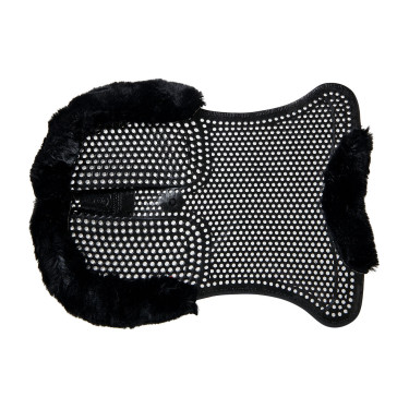 Therapeutisches Gel-Pad mit hinterer Erhöhung aus ökologischer Wolle Acavallo Schwarz / schwarz