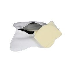 Formgedächtnis-Sattelkissen mit hinterer Erhöhung aus komplettem Schaffell Acavallo Weiß Weiß