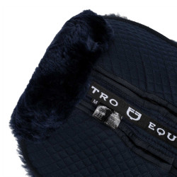 Baumwoll-Schabracke mit Taschen und Schaffell Equestro Blau / Marine Baumwoll-Schabracke mit Taschen und Schaffell Equestro Blau / Marine