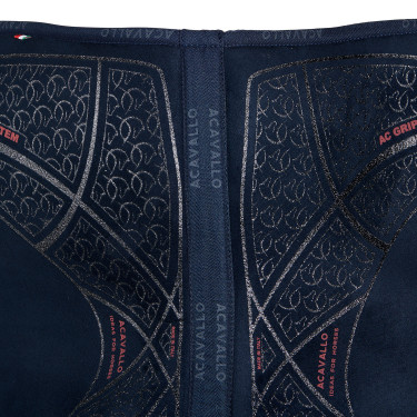 Formgedächtnis-Sattelkissen mit hexagonalem Gel und vorderer Erhöhung Acavallo Blau / Silber