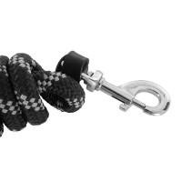 Acavallo Geflochtene Nylonlonge mit Ledereinsatz Schwarz