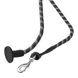 Acavallo Geflochtene Nylonlonge mit Ledereinsatz Schwarz