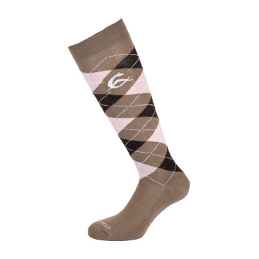 Acavallo Socken aus Baumwolle mit Strass Braun / Rosa / braune Strasssteine