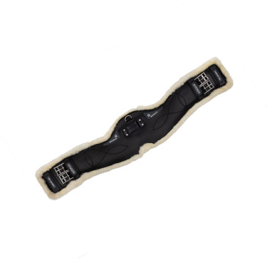 Kurzer Gurt aus Gel und PVC mit Edelstahlschnallen und ökologischer Wolle von Acavallo Kurzer Gurt aus Gel und PVC mit Edelstahlschnallen und ökologischer Wolle von Acavallo
