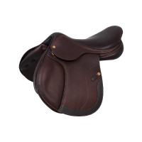 Spring-Sattel Roma mit Holzbaum und doppelt genähtem Acavallo-Leder Dunkelbraun Spring-Sattel Roma mit Holzbaum und doppelt genähtem Acavallo-Leder Dunkelbraun