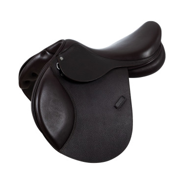 Sattelüberzug Hindernis aus französischem geprägtem Leder Supreme Evolution Equestro Schwarz