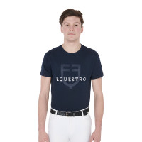 Figurbetontes T-Shirt mit Logo auf der Brust Herren Equestro Marine Marineblau Figurbetontes T-Shirt mit Logo auf der Brust Herren Equestro Marine Marineblau