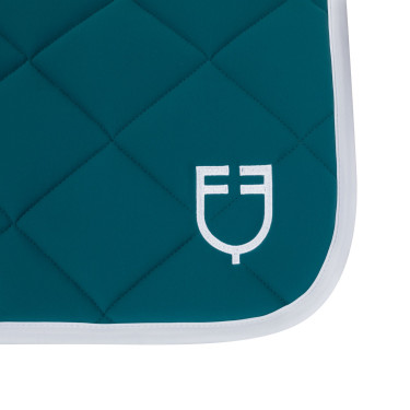 Dressur-Schabracke aus technischem Stoff mit gesticktem Logo White Line Equestro Petrol Blau Dressur-Schabracke aus technischem Stoff mit gesticktem Logo White Line Equestro Petrol Blau