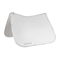 Lycra-Dressur-Schabracke mit Gel-Grip und Unterseite aus Bambusfaser Acavallo Sand / Weiß Beige