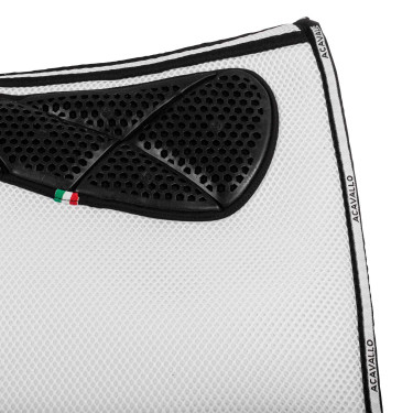 Quadratische Dressurschabracke aus Memory-Schaumstoff mit Gel-Grip und 3D-Spaceer Acavallo Weiß Weiß