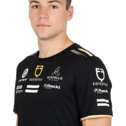 GP-Trainings-T-Shirt für Herren aus technischem Gewebe mit Multi-Logo Equestro Schwarz