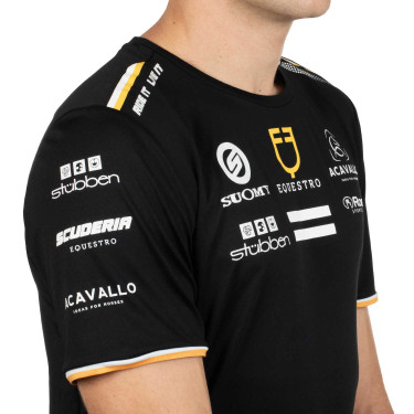 GP-Trainings-T-Shirt für Herren aus technischem Gewebe mit Multi-Logo Equestro Schwarz