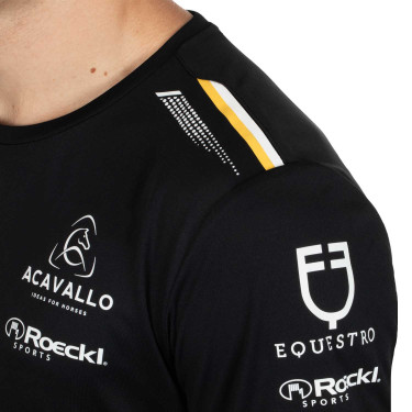 GP-Trainings-T-Shirt für Herren aus technischem Gewebe mit Multi-Logo Equestro Schwarz