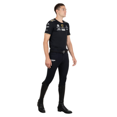 GP-Trainings-T-Shirt für Herren aus technischem Gewebe mit Multi-Logo Equestro Schwarz