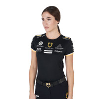 Trainings-T-Shirt GP Damen aus technischem Gewebe mit Multi-Logo Equestro Schwarz Trainings-T-Shirt GP Damen aus technischem Gewebe mit Multi-Logo Equestro Schwarz