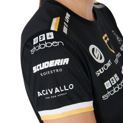 Trainings-T-Shirt GP Damen aus technischem Gewebe mit Multi-Logo Equestro Schwarz