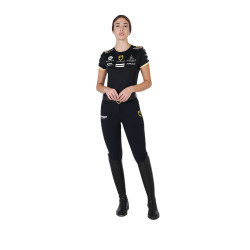 Trainings-T-Shirt GP Damen aus technischem Gewebe mit Multi-Logo Equestro Schwarz