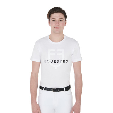 Figurbetontes T-Shirt mit Logo auf der Brust Herren Equestro Figurbetontes T-Shirt mit Logo auf der Brust Herren Equestro