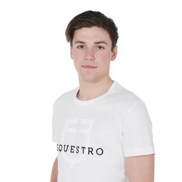 Figurbetontes T-Shirt mit Logo auf der Brust Herren Equestro Figurbetontes T-Shirt mit Logo auf der Brust Herren Equestro