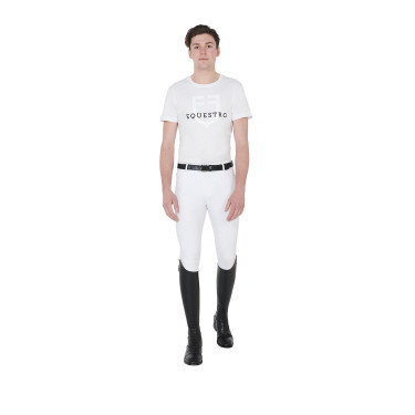 Figurbetontes T-Shirt mit Logo auf der Brust Herren Equestro Figurbetontes T-Shirt mit Logo auf der Brust Herren Equestro