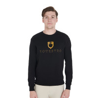 Herren-Sweatshirt aus Baumwolle mit Equestro-Logo auf der Brust Schwarz Herren-Sweatshirt aus Baumwolle mit Equestro-Logo auf der Brust Schwarz