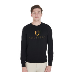 Herren-Sweatshirt aus Baumwolle mit Equestro-Logo auf der Brust Schwarz