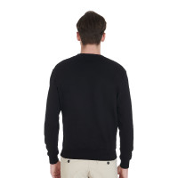 Herren-Sweatshirt aus Baumwolle mit Equestro-Logo auf der Brust Schwarz Herren-Sweatshirt aus Baumwolle mit Equestro-Logo auf der Brust Schwarz