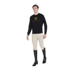 Herren-Sweatshirt aus Baumwolle mit Equestro-Logo auf der Brust Schwarz