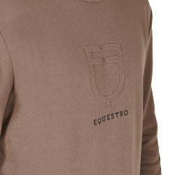 Winter-Sweatshirt Herren mit Rundhalsausschnitt aus Baumwolle Equestro Walnuss Braun