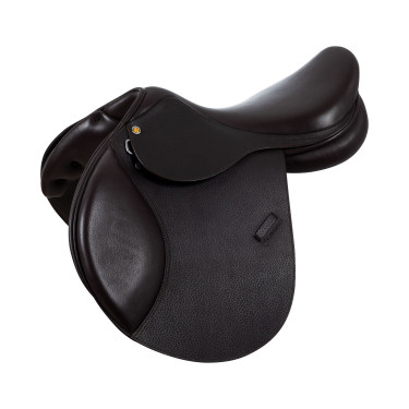Sattelüberzug für Hindernisse aus geprägtem Leder Supreme Evolution New Equestro Dunkelbraun