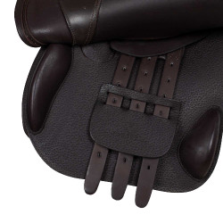 Sattelüberzug für Hindernisse aus geprägtem Leder Supreme Evolution New Equestro Dunkelbraun