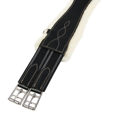 Ledergurt für Hindernisse mit synthetischem Schaffell Alizee Equestro Schwarz