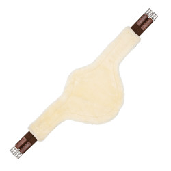 Springgurt mit Bauchlatz aus Leder und abnehmbarem Kunstfell Acavallo Cognac Braun Springgurt mit Bauchlatz aus Leder und abnehmbarem Kunstfell Acavallo Cognac Braun