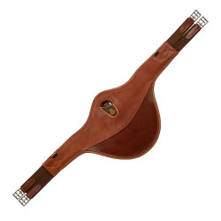 Gurt mit Bauchlatz für Hindernisse aus Leder und Gel Acavallo Cognac Braun