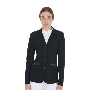 Wettkampfjacke perforiert Damen 4 Knöpfe Equestro Schwarz