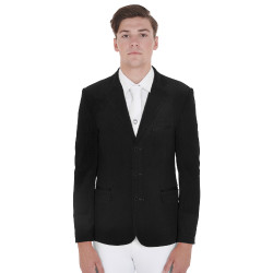 Wettkampfjacket perforiert Herren 3 Knöpfe Equestro Schwarz Wettkampfjacket perforiert Herren 3 Knöpfe Equestro Schwarz